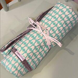 Minky and Cotton Mint and Gray Baby Blanket